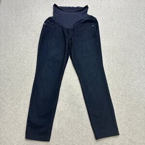 Indigo Blue Premium Denim Maternity Jeans WMNS L Dark Wash Straight Leg Stretchy